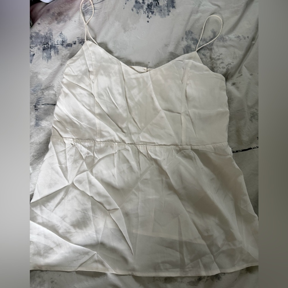 Cream Spaghetti-Strap Silk Cami Top